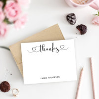 Thanks in Modern Black Heart Script Personalized