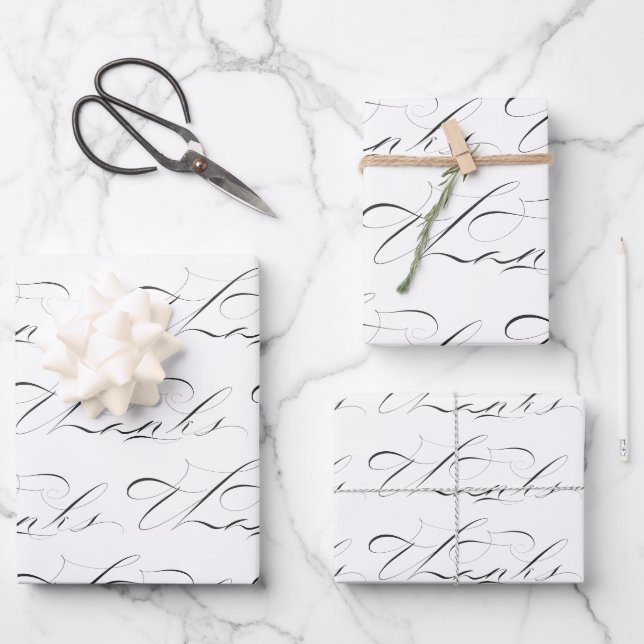 Thanks in Original Calligraphy Wrapping Paper (Front)