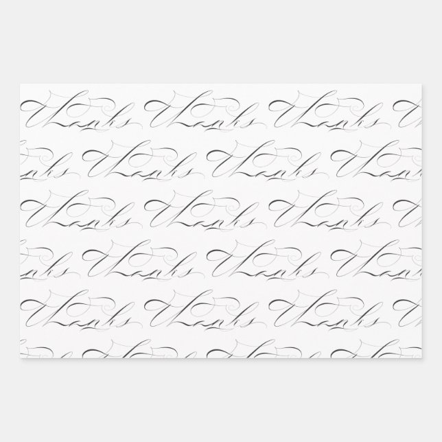 Thanks in Original Calligraphy Wrapping Paper (Front)
