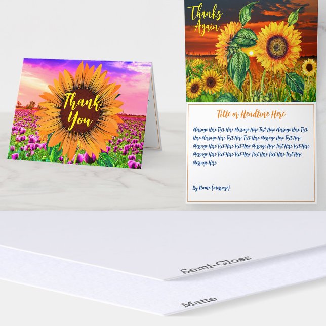 Thanks Message, Groovy Sunflower  Thank You Card (Sunflower Thank You Card
Groovy Thank You Card
Thanks Message Card
Sunny Thank You Card
Floral )