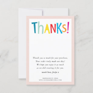THANKS modern bright fun colourful typography Thank You Card