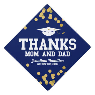 Thanks Mom And Dad Blue Graduation Cap Topper