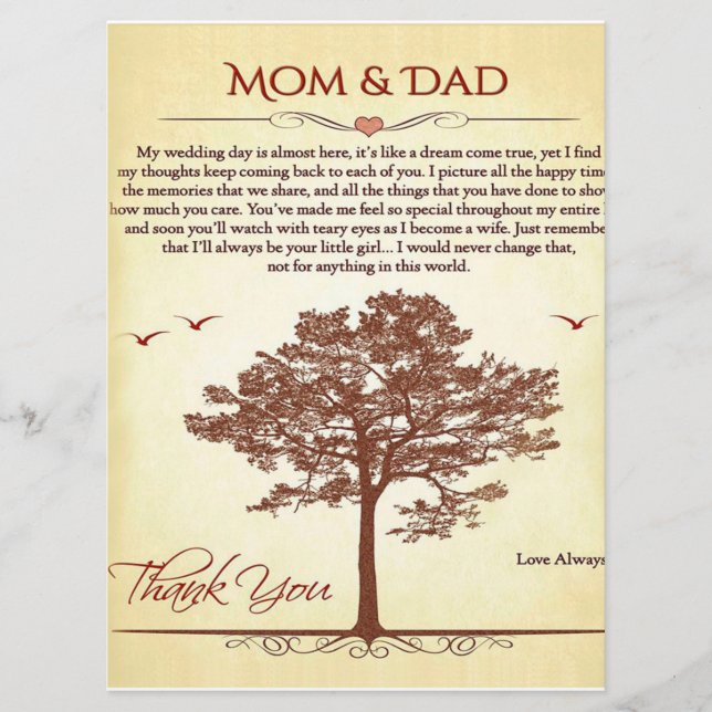 Thanks Mom and Dad Gift,Mother's/Father's Day Gift Menu (Front)