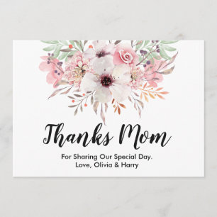 Thanks Mom Country Floral   Wedding Thank You Card