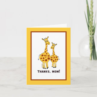 Thanks Mom Cute Giraffe Illustration Card