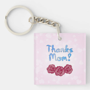 Thanks Mom with Carnation Flower for Mother’s Day Keychain