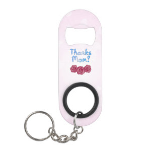 Thanks Mom with Carnation Flower for Mother’s Day Keychain Bottle Opener