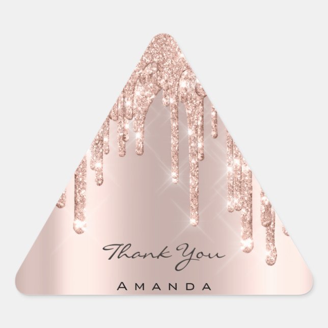 Thanks Name 16th Bridal Rose Glitter Spark Favour Triangle Sticker (Front)