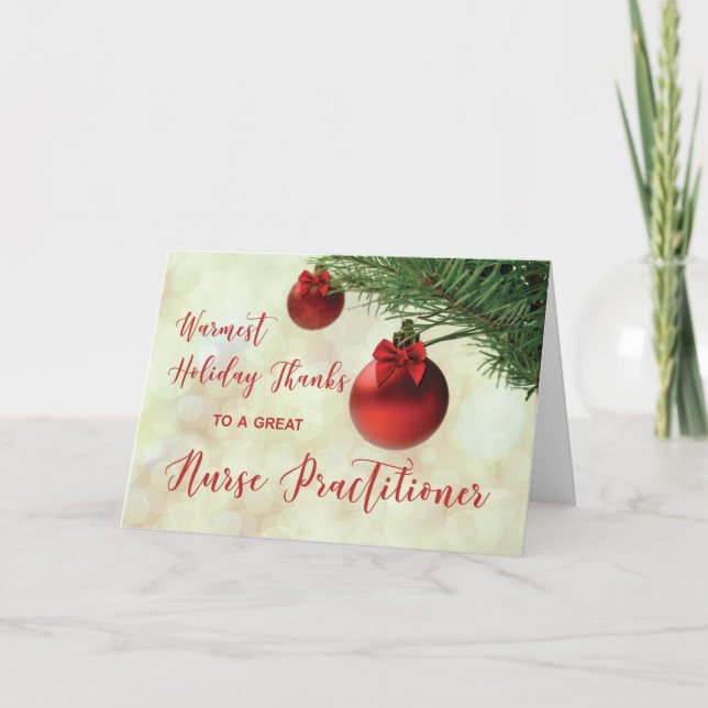 Thanks Nurse Practitioner Christmas Tree Ornament Card (Front)