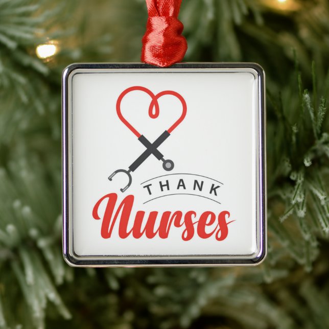 Thanks Nurses Metal Ornament (Tree)