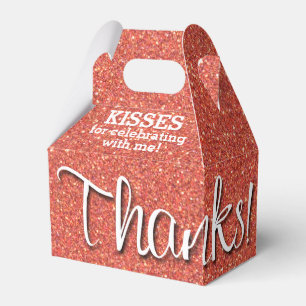 THANKS Orange Faux Glitter Favor Box