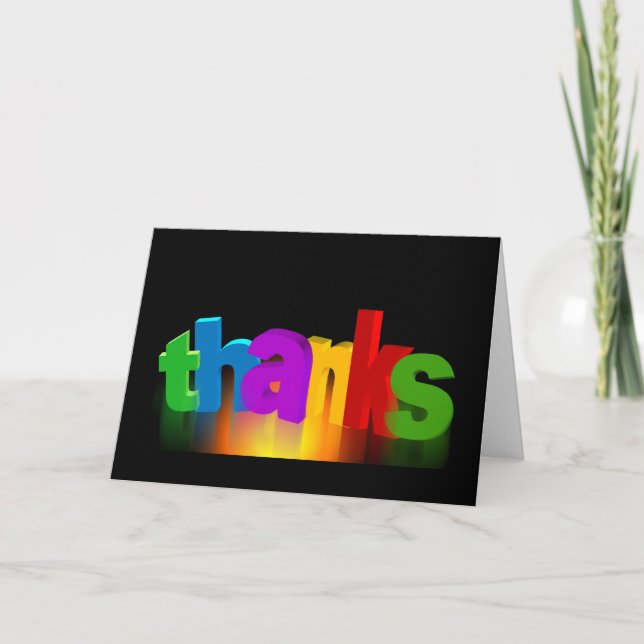 Thanks Peace Love Rainbow Digital Glow Destiny Thank You Card (Front)