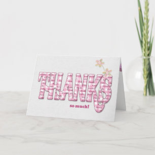 Thanks Pink Gingham Thank You Card