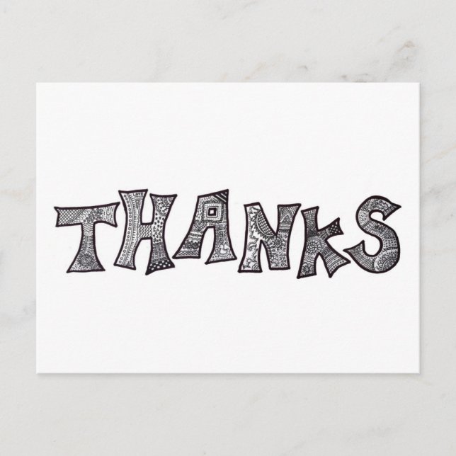 Thanks Postcard in Black and White (Front)
