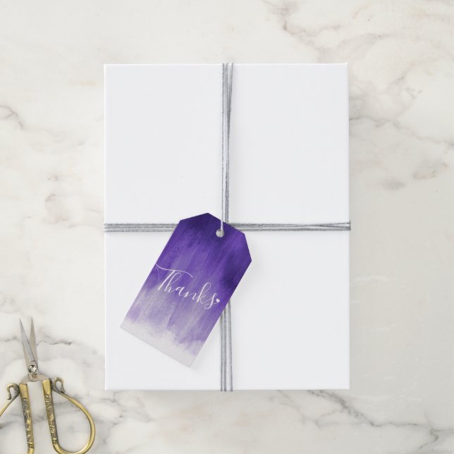 Thanks purple abstract favour gift tags (With Twine)