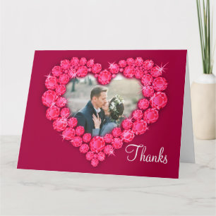 Thanks ruby red heart stones photo card