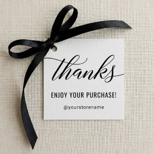 Thanks Script Enjoy Your Purchase White Favour Tags