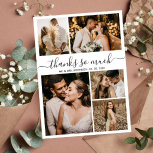 Thanks So Much Script Photo Collage Wedding Thank You Card