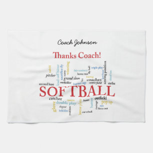 Thanks Softball Coach Words From Group, Team, Red Kitchen Towel