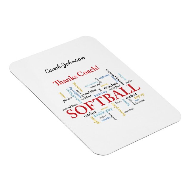 Thanks Softball Coach Words From Group, Team, Red Magnet (Right Side)