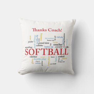Thanks Softball Coach Words From Group, Team, Red Throw Pillow