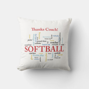Thanks Softball Coach Words From Group, Team, Red Throw Pillow
