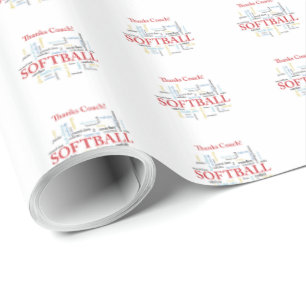 Thanks Softball Coach Words From Group, Team, Red Wrapping Paper