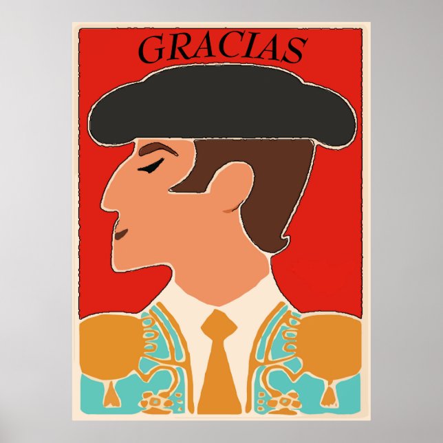 Thanks, Spanish, Matador, Bull Fighter Poster (Front)