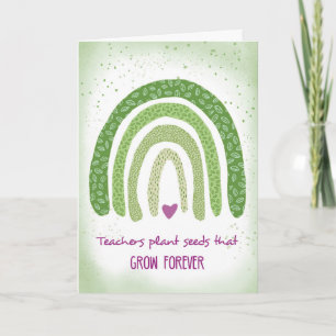 Thanks Teacher From Student Green Watercolor  Card