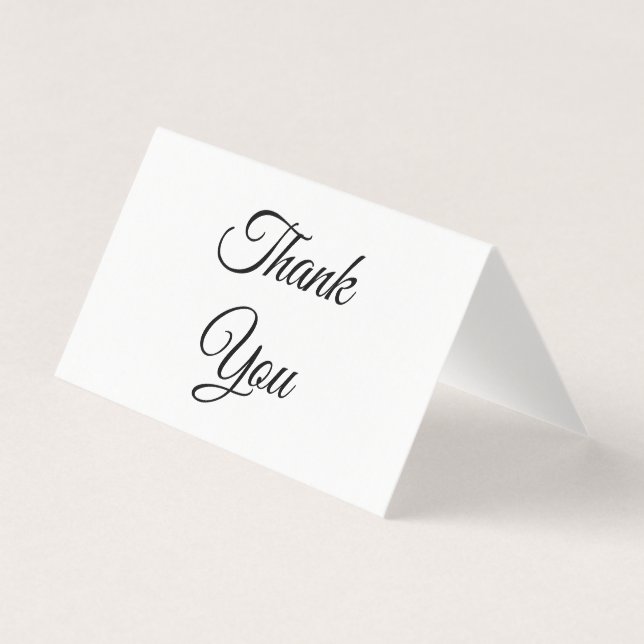 Thanks, Thank you, black white elegant folded card (Front)