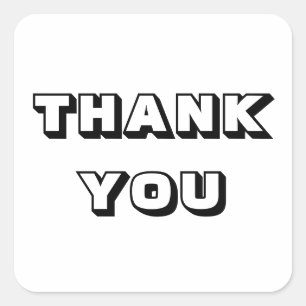 Thanks, Thank you, black white Square Sticker