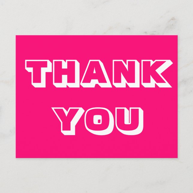 Thanks, Thank you, fuchsia pink white Postcard (Front)