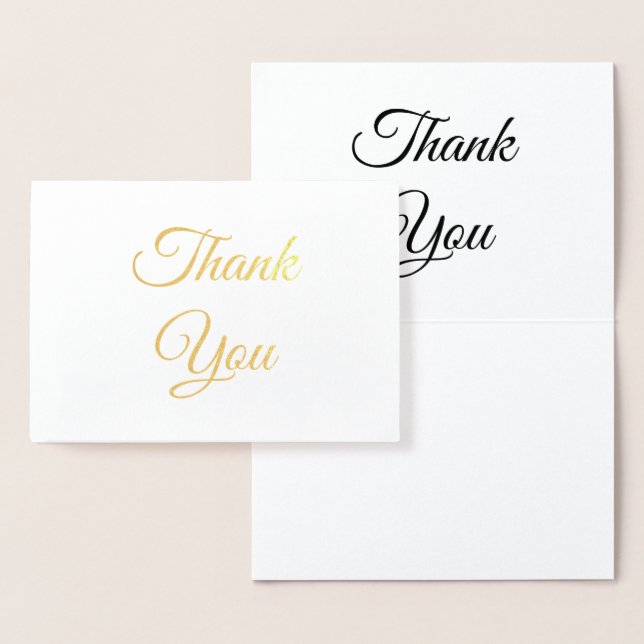 Thanks, Thank you, gold or silver elegant classic Foil Card (Display)