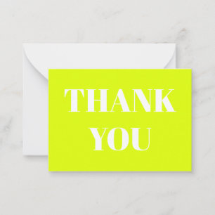 Thanks, Thank you, neon green chartreuse white Advice Card