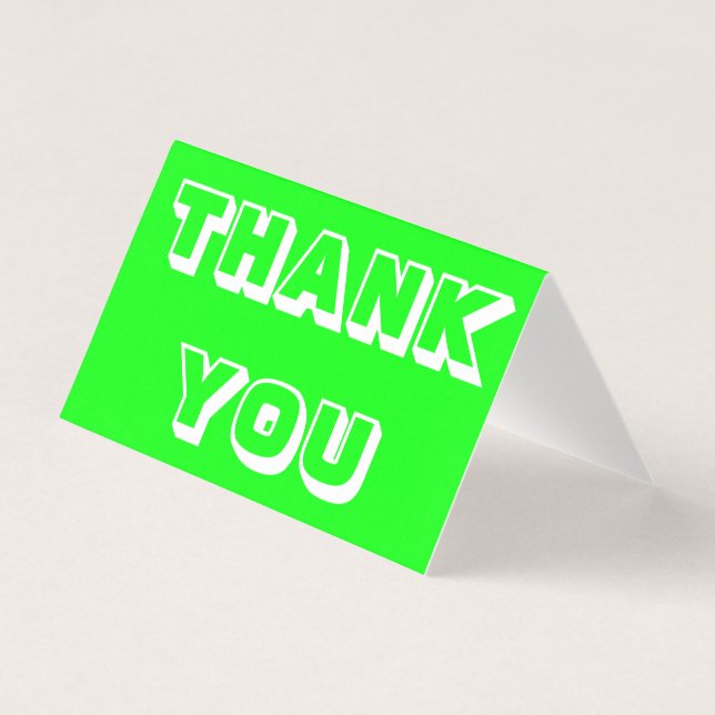 Thanks, Thank you, neon green folded card (Front)