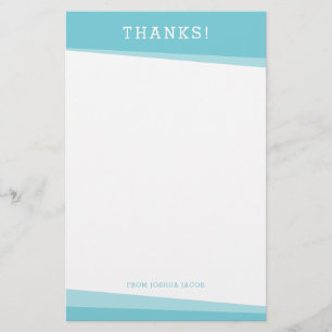 THANKS THANK YOU NOTE simple modern turquoise blue Stationery