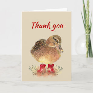 Thanks, Thank you Silly Whimsical Duck in Red Boot Card