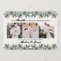 Thanks Thistle Flower | Wedding | 3 Photos Cards
