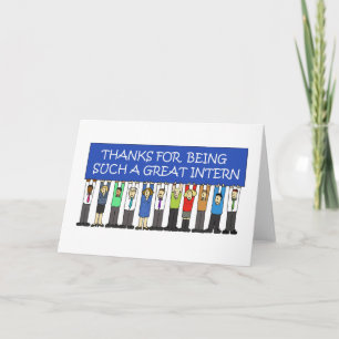 Thanks to a Great Intern Cartoon People Thank You Card