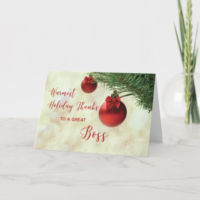 Thanks to Boss Christmas Tree Ornament Card (Front)