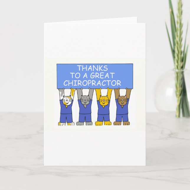Thanks to Chiropractor Cute Cartoon Cats Thank You Card (Front)