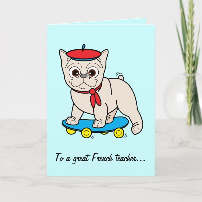 Thanks to My French Teacher Thank You Card Zazzle.ca