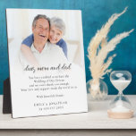 Thanks To Parents from Newlyweds Wedding Plaque<br><div class="desc">Thanks To Parents from Newlyweds Wedding. Parents of the happy couple will feel very moved indeed to receive this wonderful message showing them how much they mean to you on your wedding day! Simply add your favourite photo of your parents at the top, then follows your own special message and...</div>