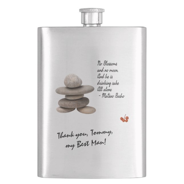 Thanks to the Best Man customizable Hip Flask (Front)