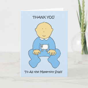 Thanks to the Maternity Staff, Baby Boy. Thank You Card