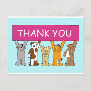 Thanks to Vet Cartoon Pets in Bandages Postcard