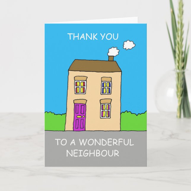 Thanks to Wonderful Neighbour UK Spelling Thank You Card (Front)