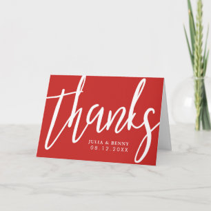 Thanks Typography Scarlet Red Thank You Card
