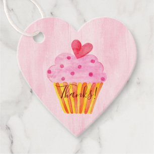 Thanks! watercolor cupcake pink thank you favour tags