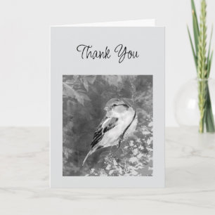 Thanks Watercolor Sparrow Bird in Forest Card